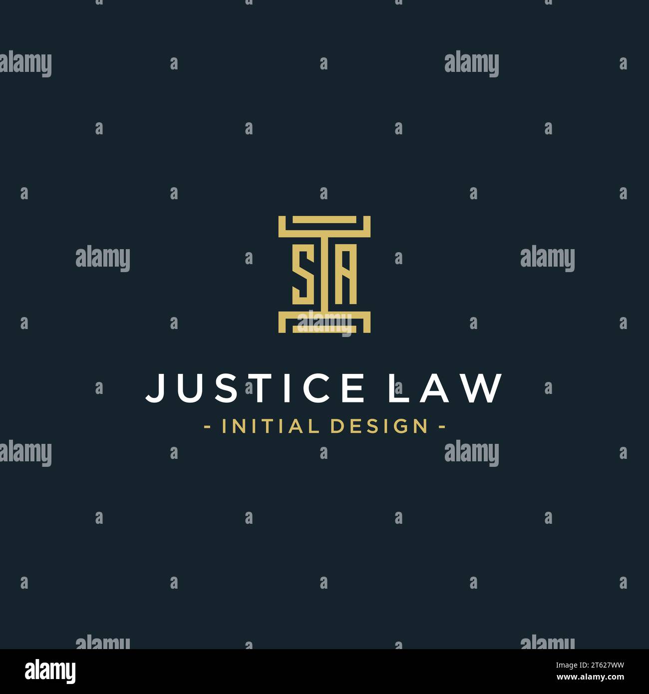 SA Initial Logo Monogramm Design für Juristen, Rechtsanwälte, Rechtsanwälte und Anwaltskanzleien Stock Vektor