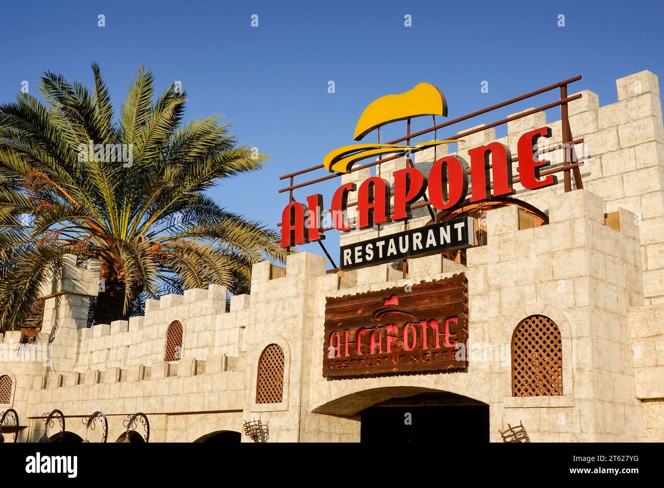 Restaurant Al Capone, Masbat, Lighthouse Rd, Dahab, Sinai, Ägypten *** Restaurant Al Capone, Masbat, Lighthouse Rd, Dahab, Sinai, Ägypten Credit: Imago/Alamy Live News Stockfoto