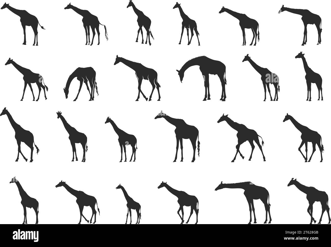 Giraffe Silhouette, Giraffe SVG, Giraffe Silhouetten, Giraffe Vektor Illustration, Giraffe Clipart Stock Vektor