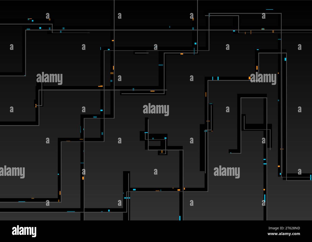 Schwarzer abstrakter, futuristischer Technologiehintergrund. Geometrische Vektorkonstruktion Stock Vektor