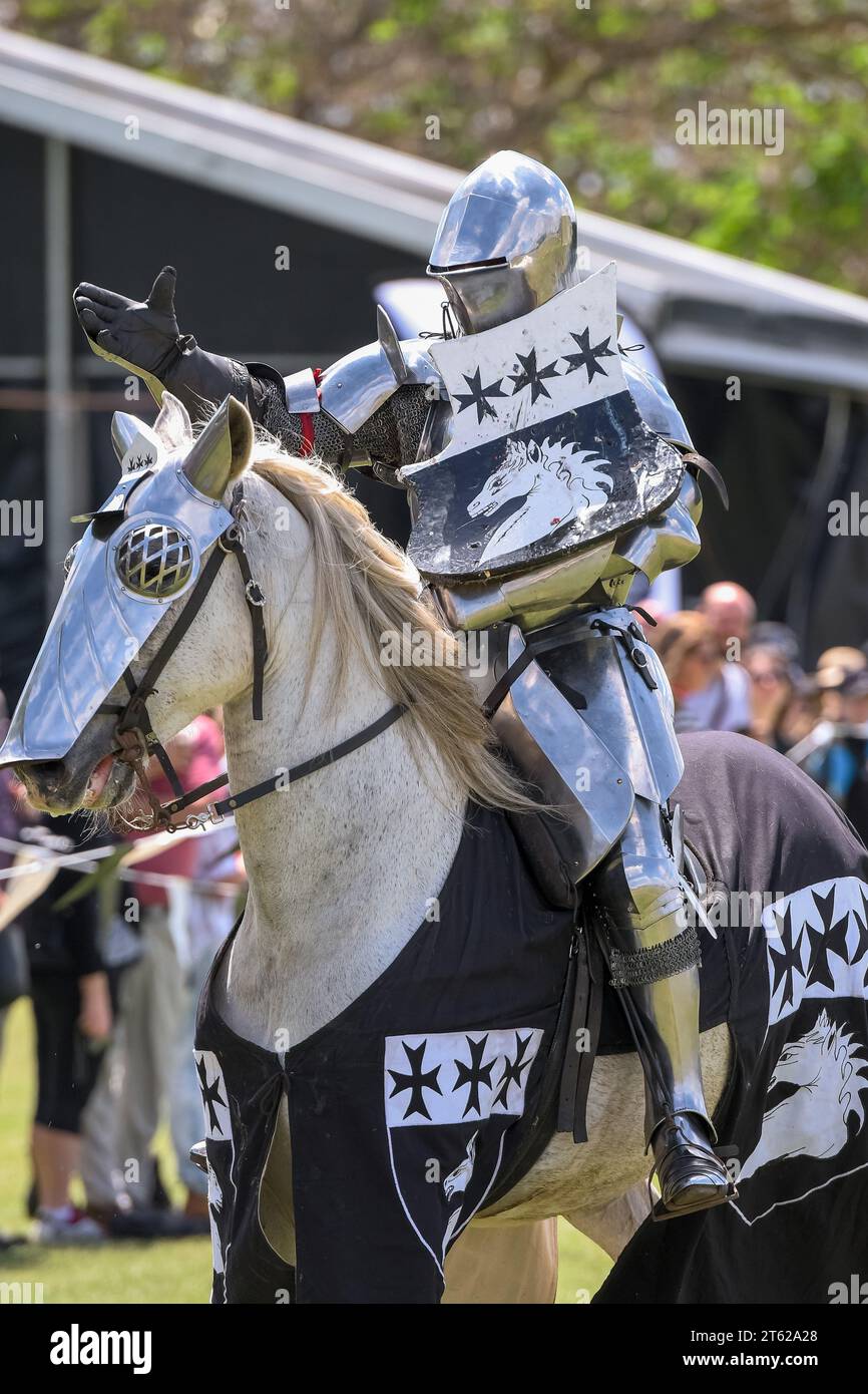 Ritterturnier. Mittelalterliche Ritter während eines Turniers. Ritterwettbewerb. Stockfoto