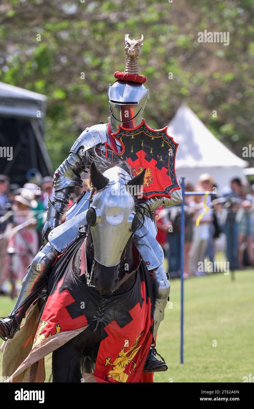 Ritterturnier. Mittelalterliche Ritter während eines Turniers. Ritterwettbewerb. Stockfoto