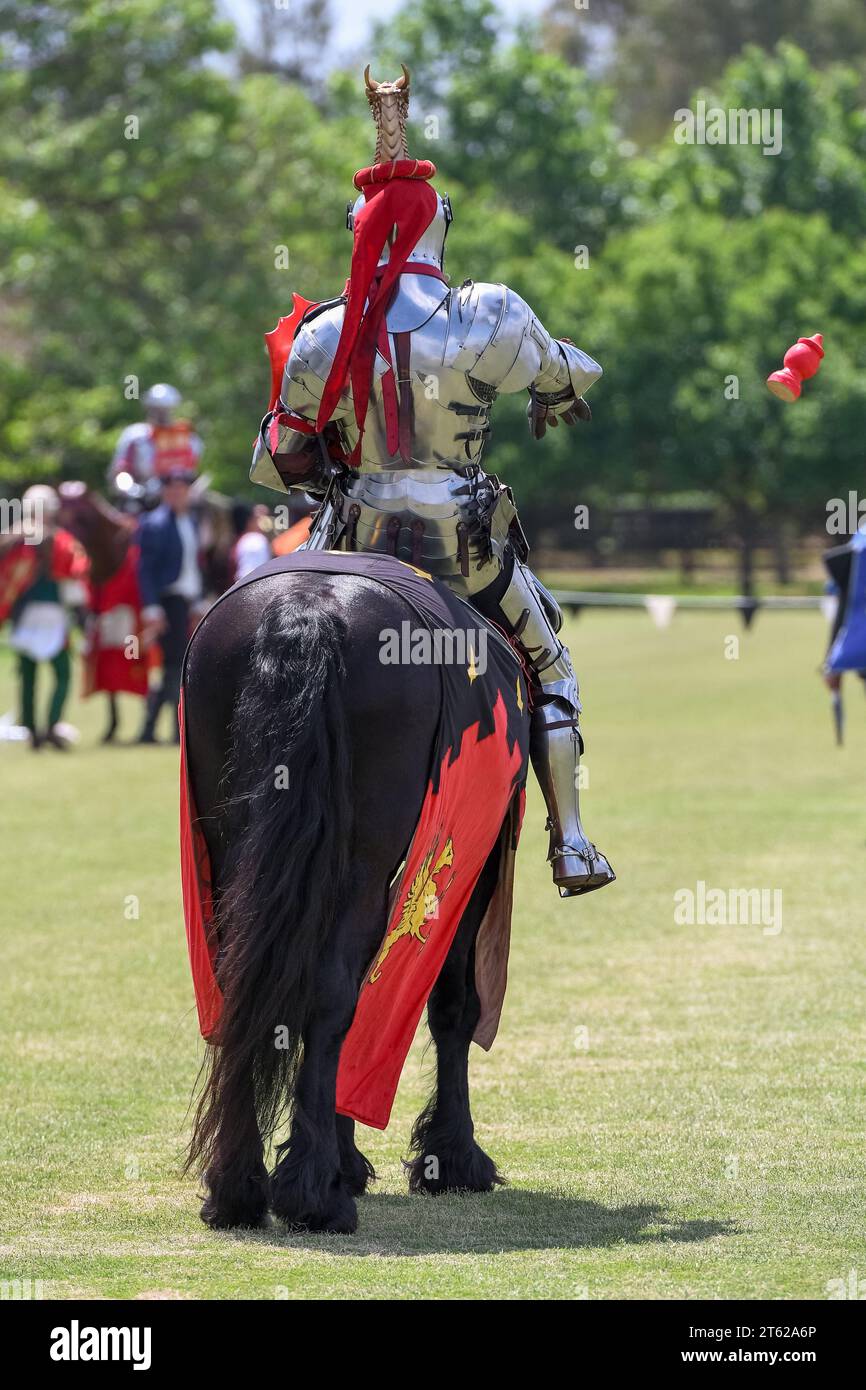 Ritterturnier. Mittelalterliche Ritter während eines Turniers. Ritterwettbewerb. Stockfoto