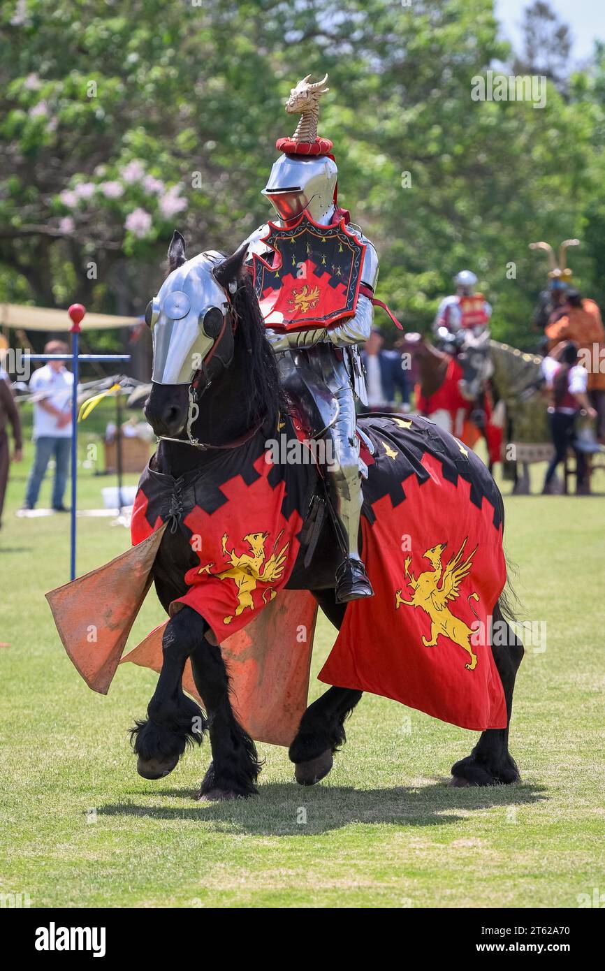 Ritterturnier. Mittelalterliche Ritter während eines Turniers. Ritterwettbewerb. Stockfoto