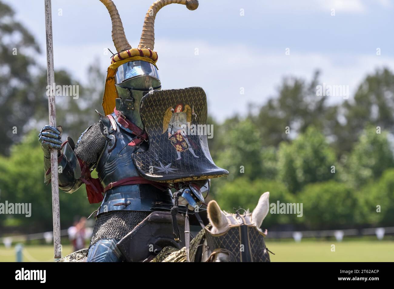 Ritterturnier. Mittelalterliche Ritter während eines Turniers. Ritterwettbewerb. Stockfoto