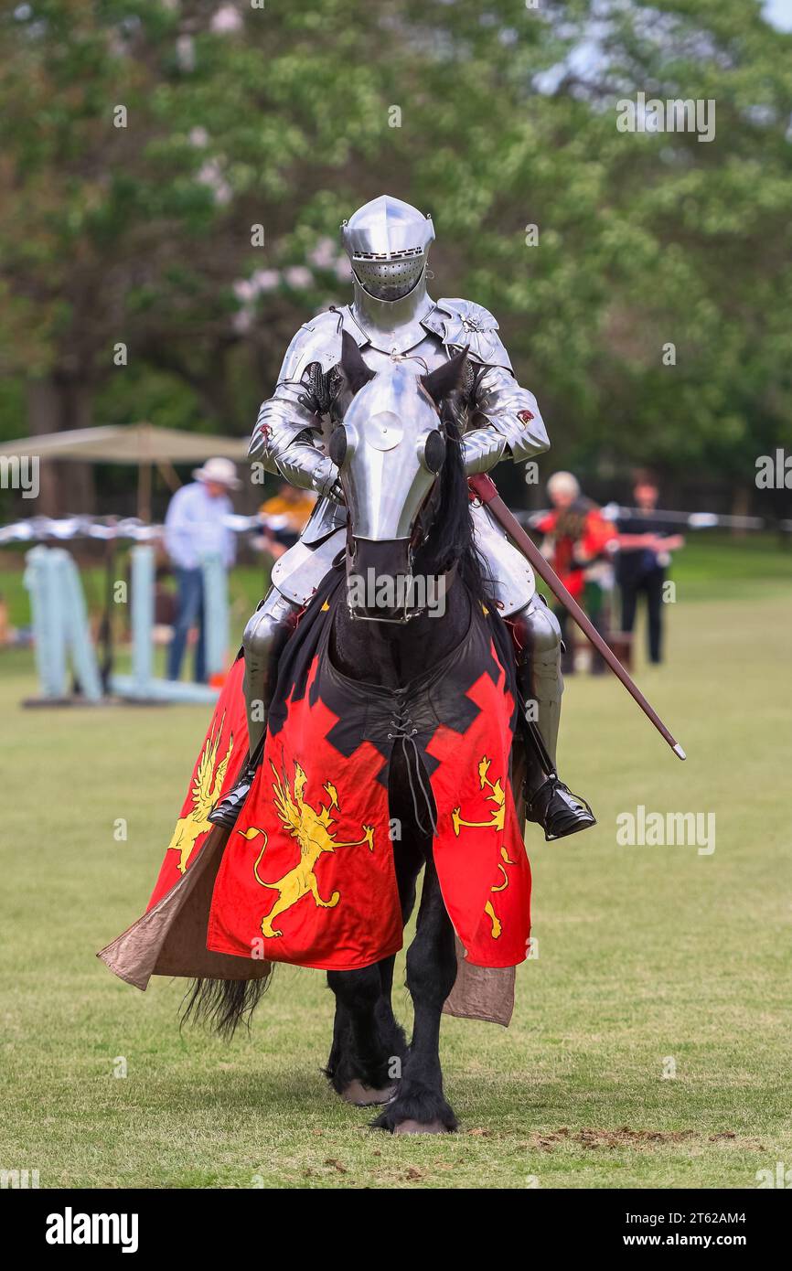 Ritterturnier. Mittelalterliche Ritter während eines Turniers. Ritterwettbewerb. Stockfoto