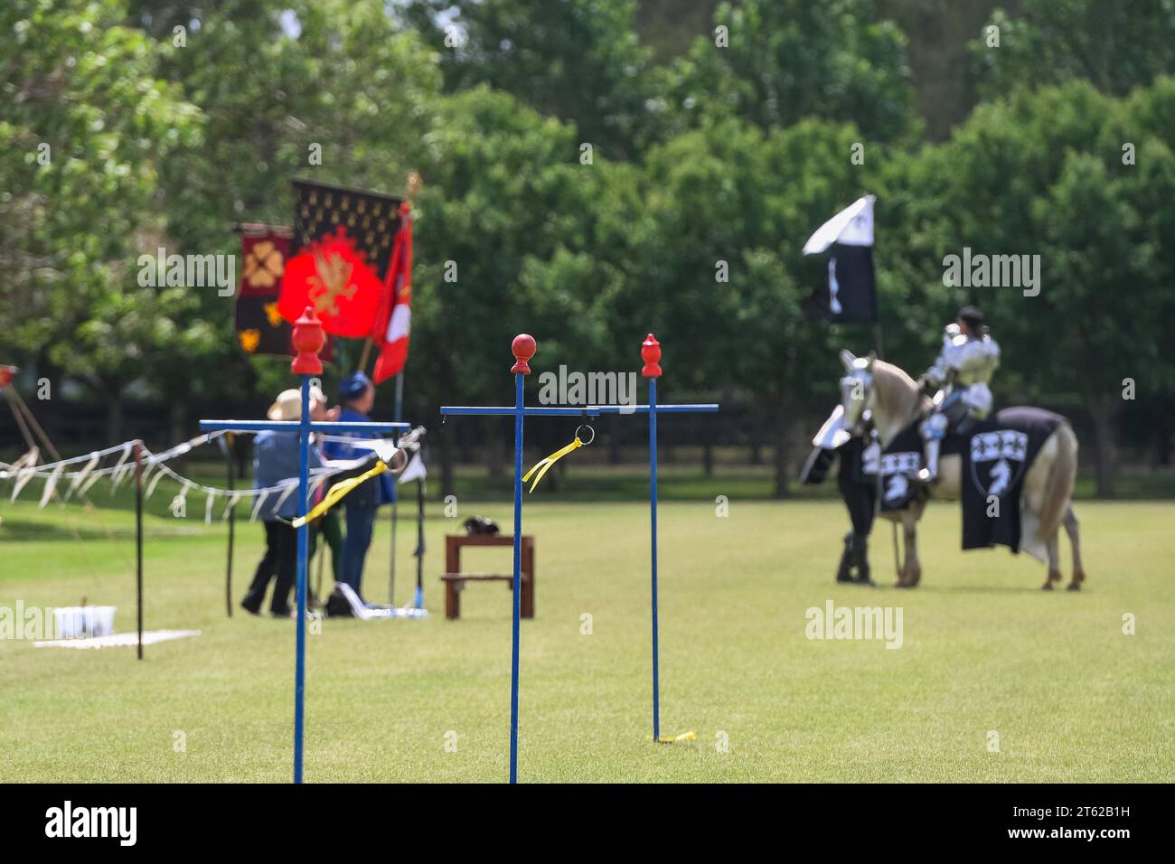 Ritterturnier. Mittelalterliche Ritter während eines Turniers. Ritterwettbewerb. Stockfoto