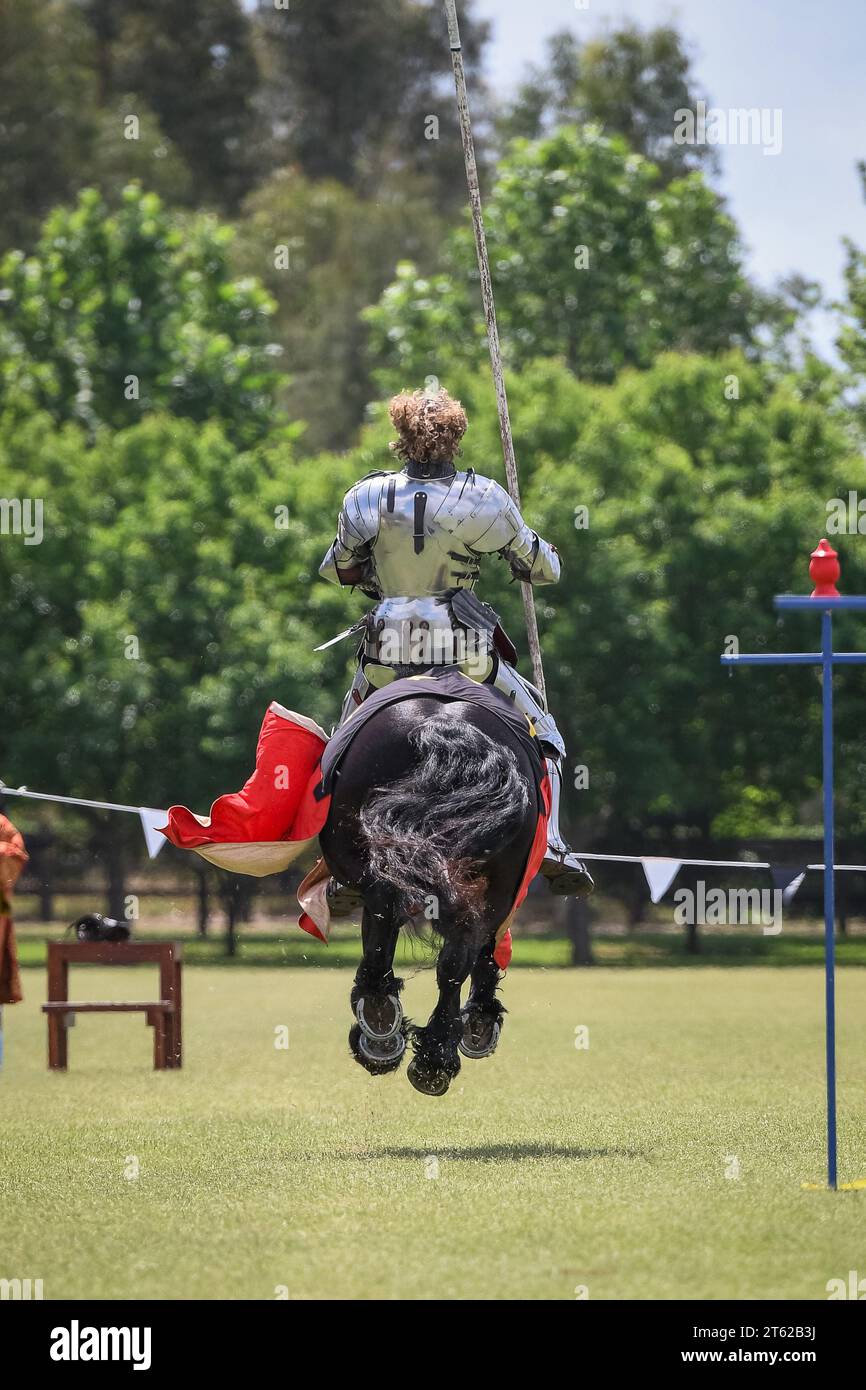 Ritterturnier. Mittelalterliche Ritter während eines Turniers. Ritterwettbewerb. Stockfoto