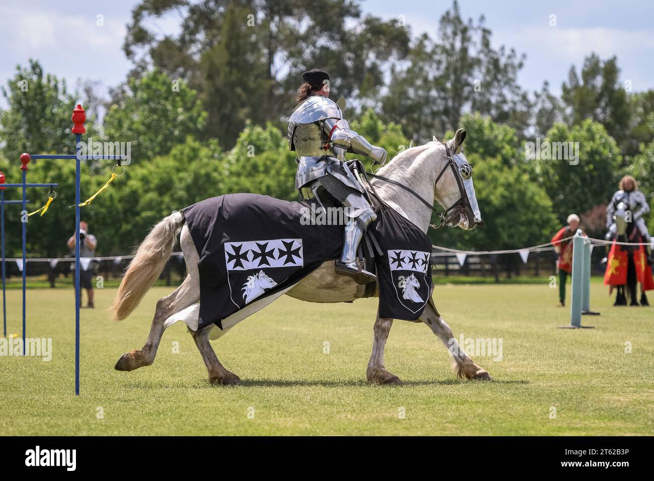 Ritterturnier. Mittelalterliche Ritter während eines Turniers. Ritterwettbewerb. Stockfoto