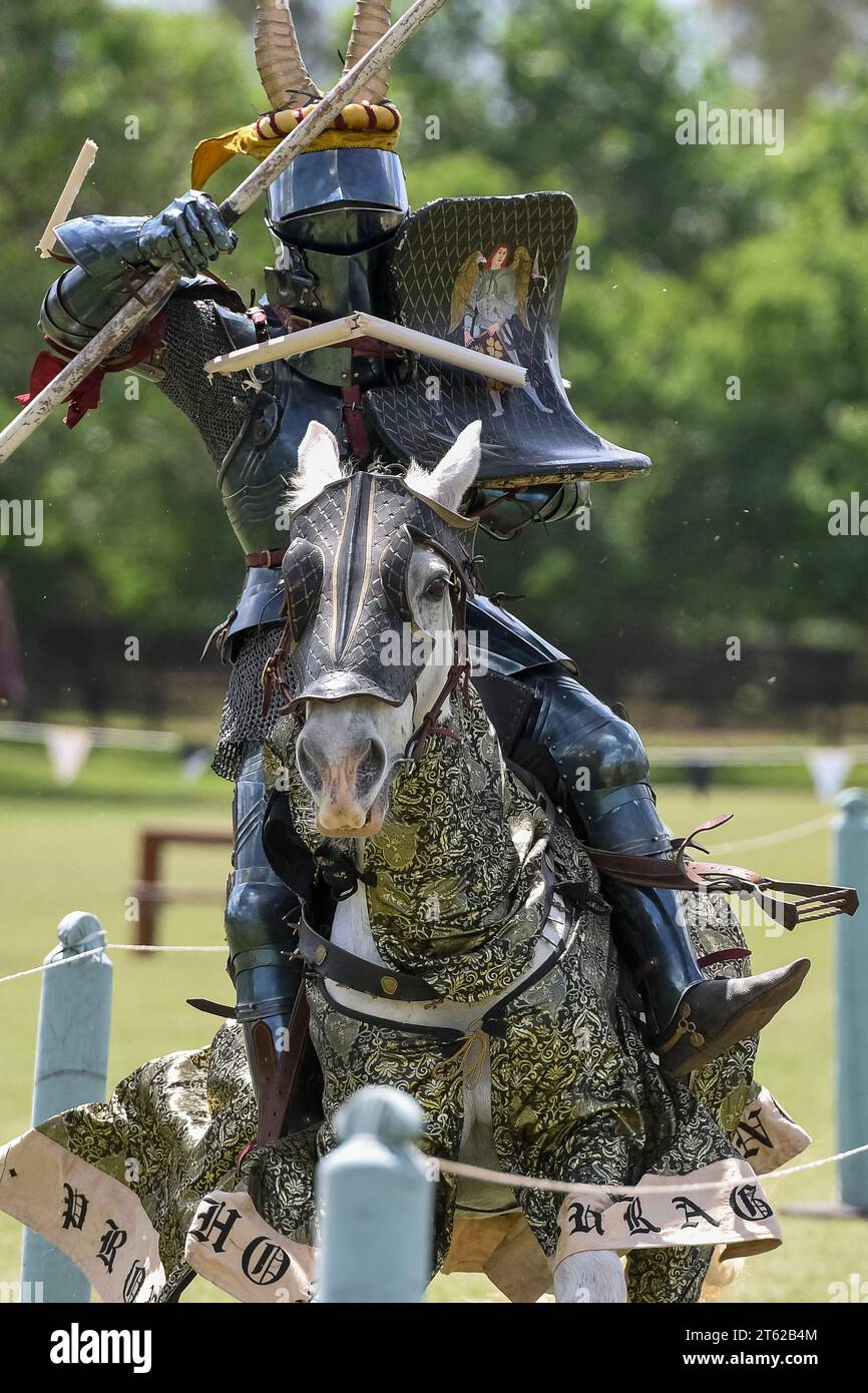 Ritterturnier. Mittelalterliche Ritter während eines Turniers. Ritterwettbewerb. Stockfoto