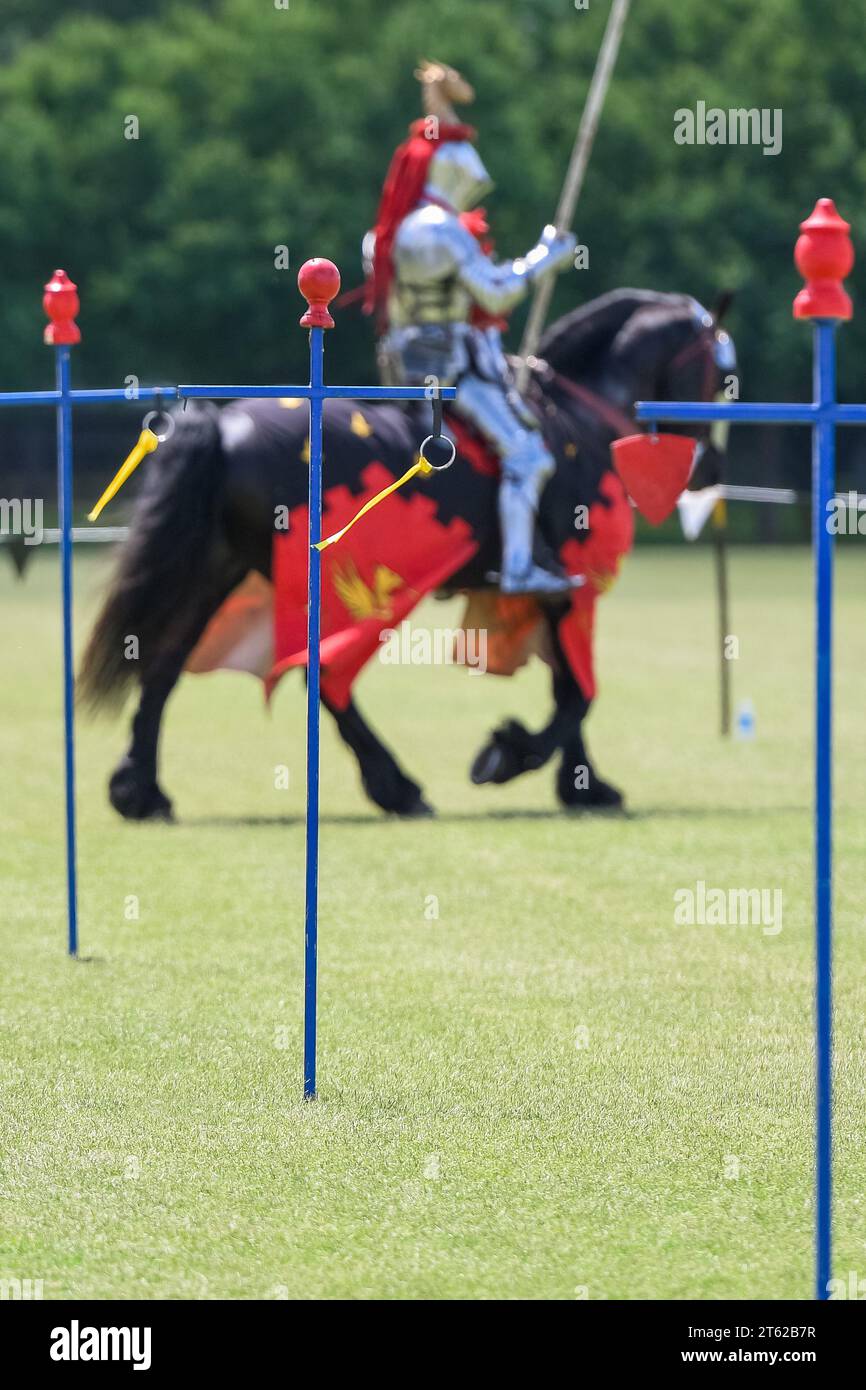 Ritterturnier. Mittelalterliche Ritter während eines Turniers. Ritterwettbewerb. Stockfoto