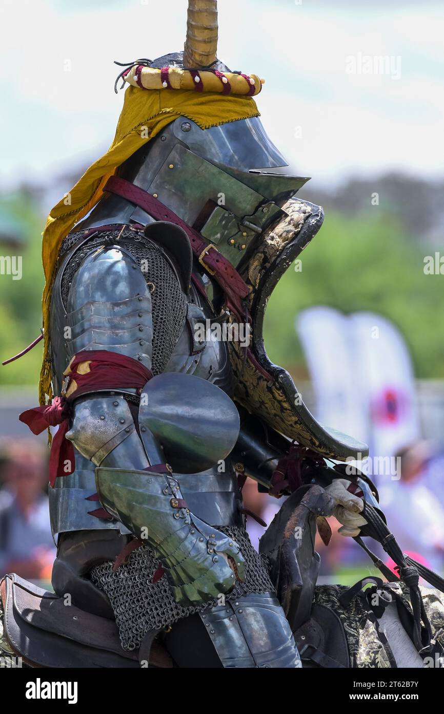 Ritterturnier. Mittelalterliche Ritter während eines Turniers. Ritterwettbewerb. Stockfoto