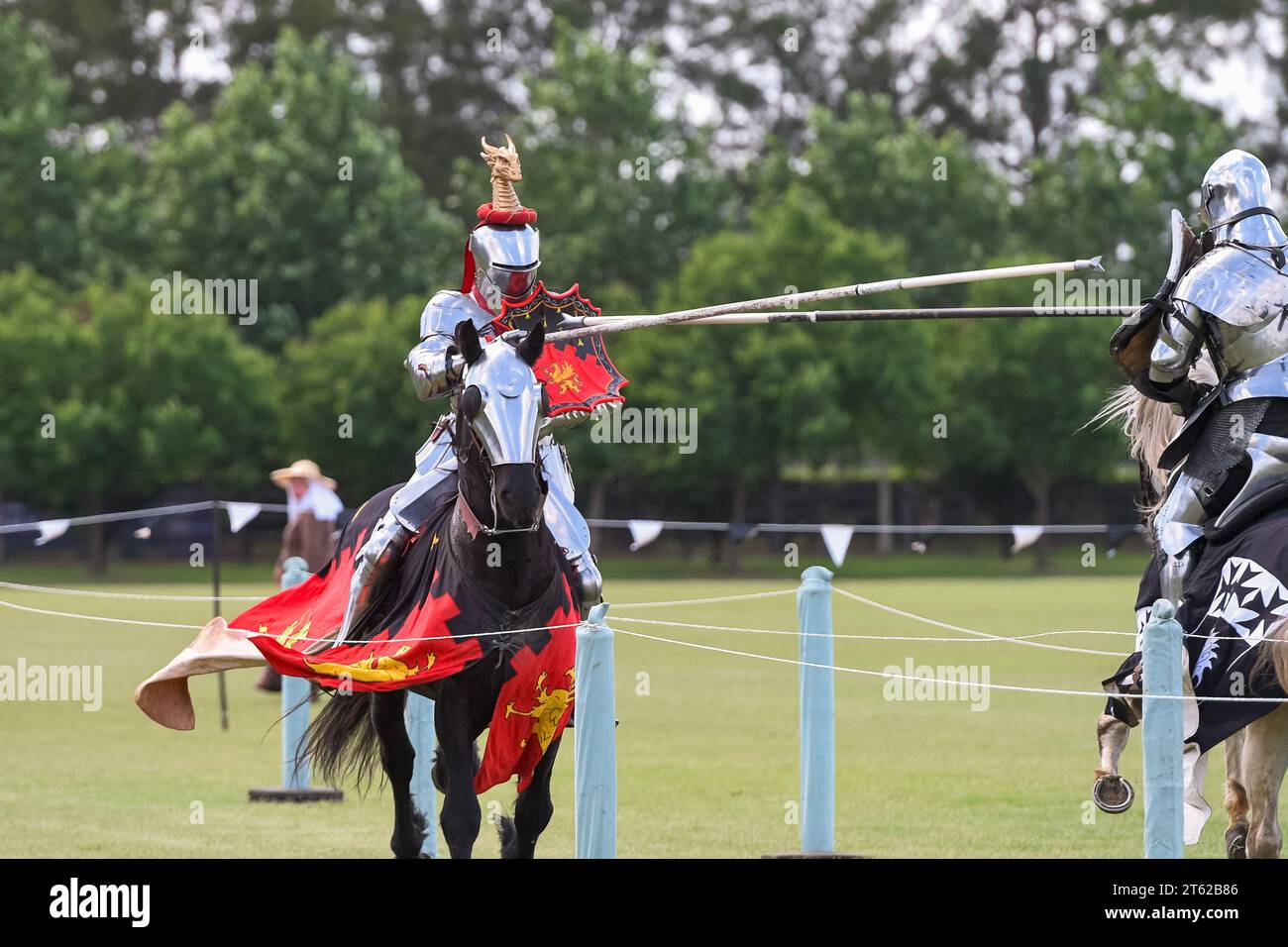 Ritterturnier. Mittelalterliche Ritter während eines Turniers. Ritterwettbewerb. Stockfoto