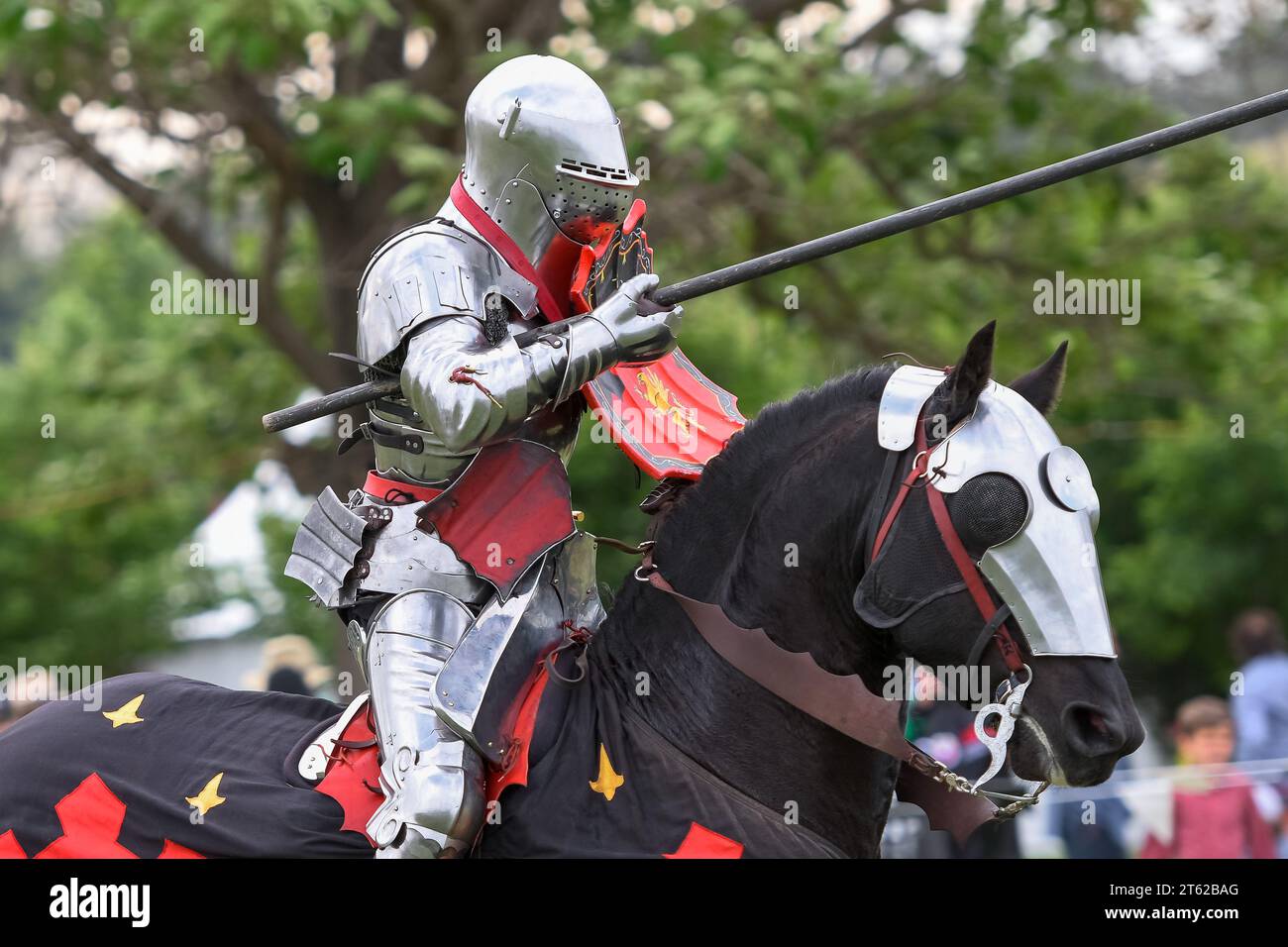 Ritterturnier. Mittelalterliche Ritter während eines Turniers. Ritterwettbewerb. Stockfoto