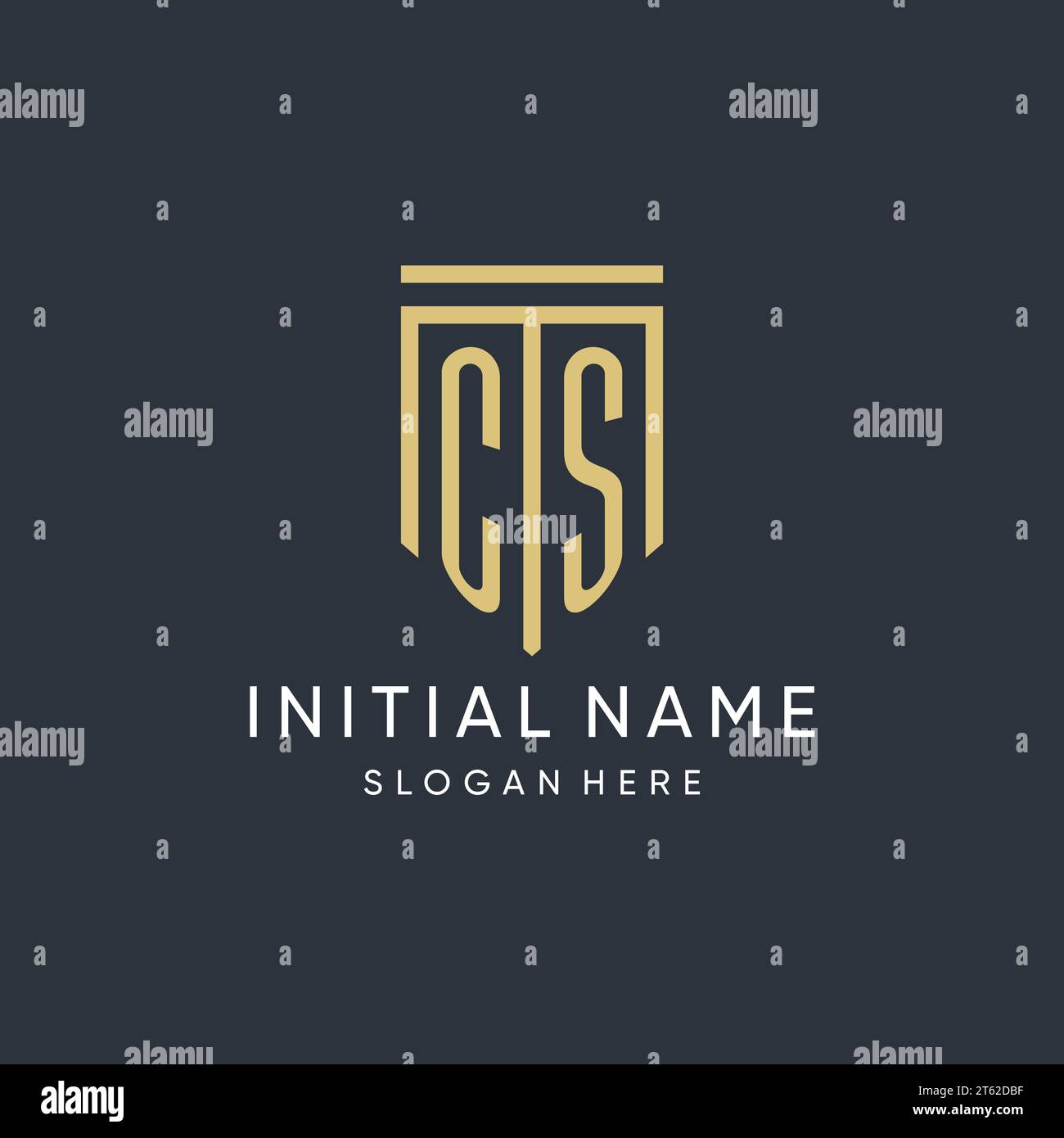 CS-Monogramm mit moderner und luxuriöser Vektorgrafik in Schildform Stock Vektor