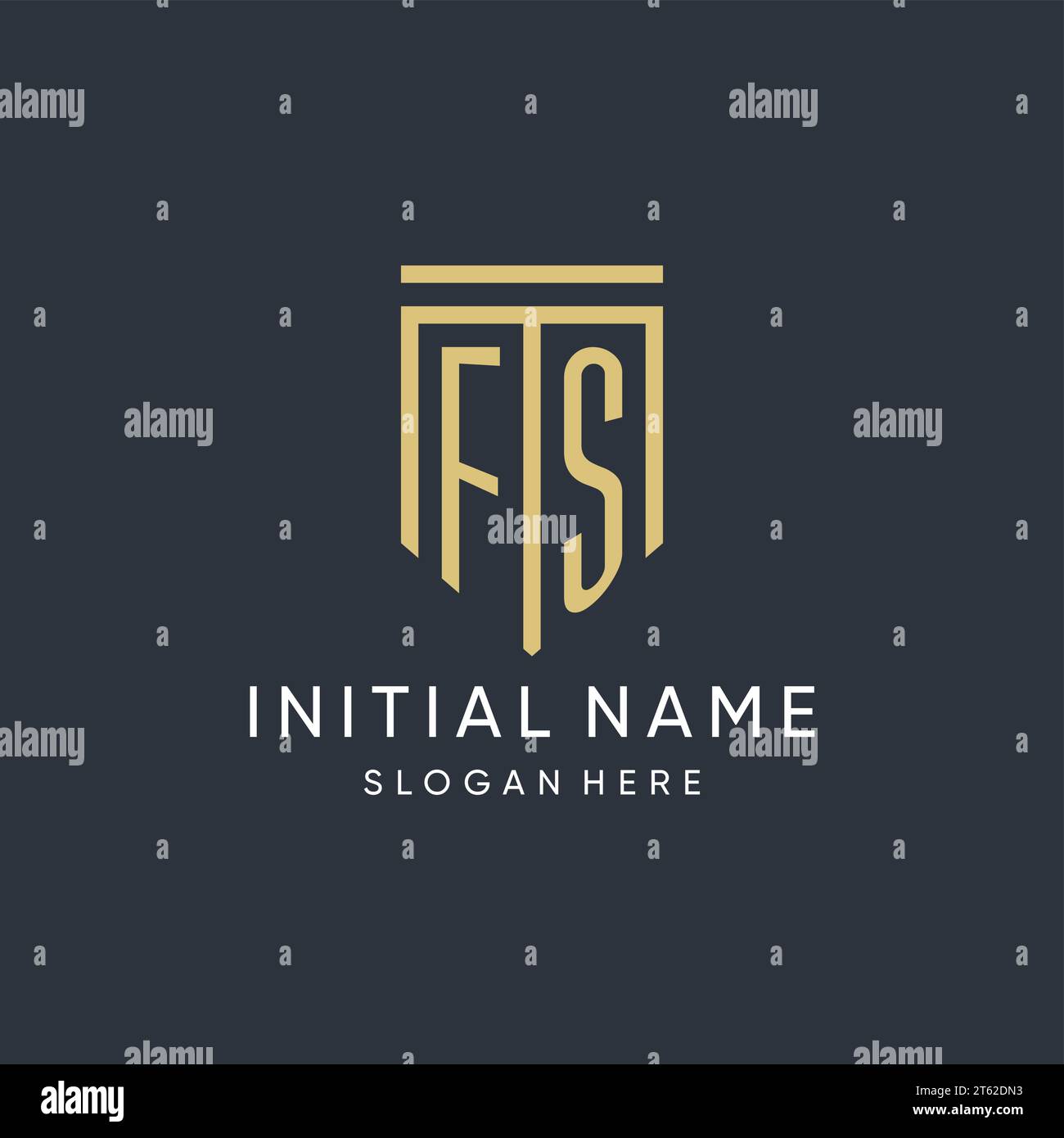 FS-Monogramm mit moderner und luxuriöser Vektorgrafik in Schildform Stock Vektor