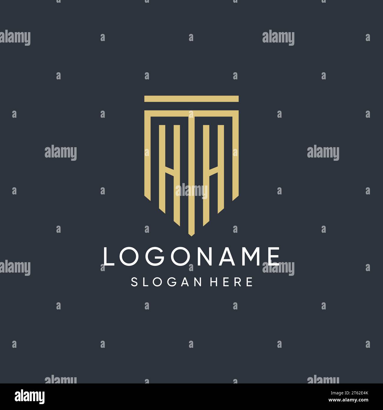 HH-Monogramm mit moderner und luxuriöser Vektorgrafik in Schildform Stock Vektor