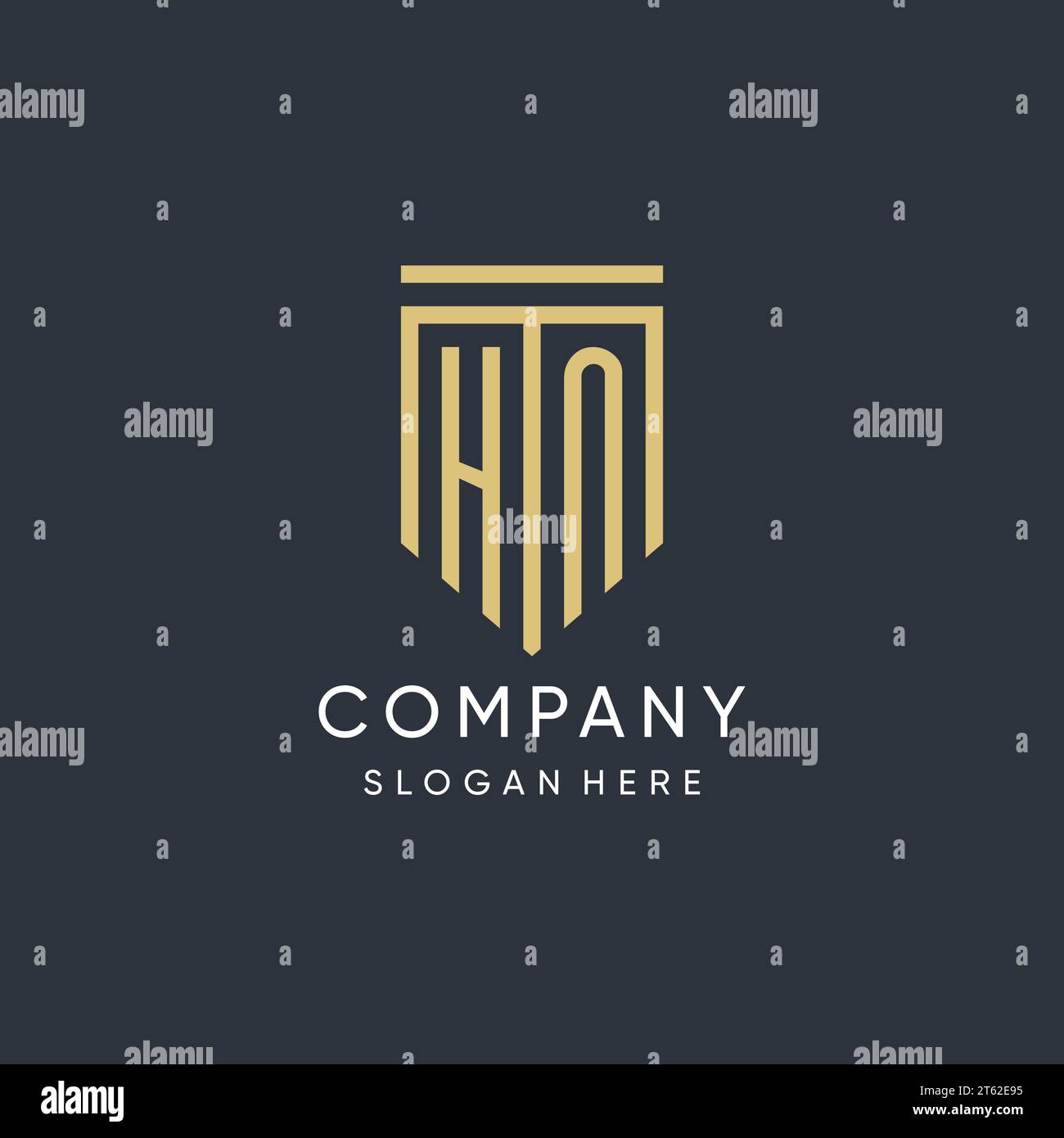 HN Monogramm mit moderner und luxuriöser Schildform Design Vektorgrafik Stock Vektor