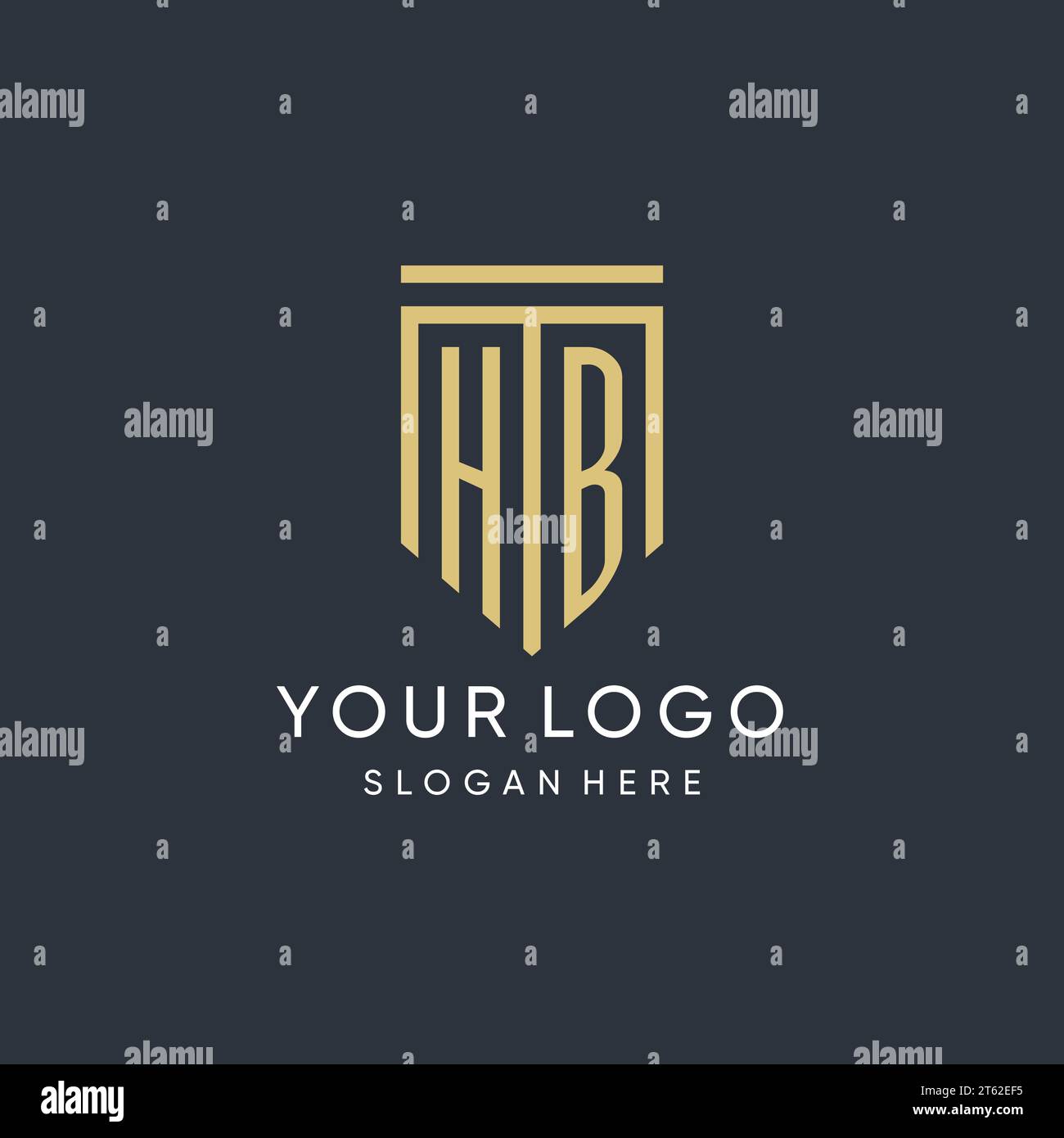 HB Monogramm mit moderner und luxuriöser Schildform Design Vektorgrafik Stock Vektor