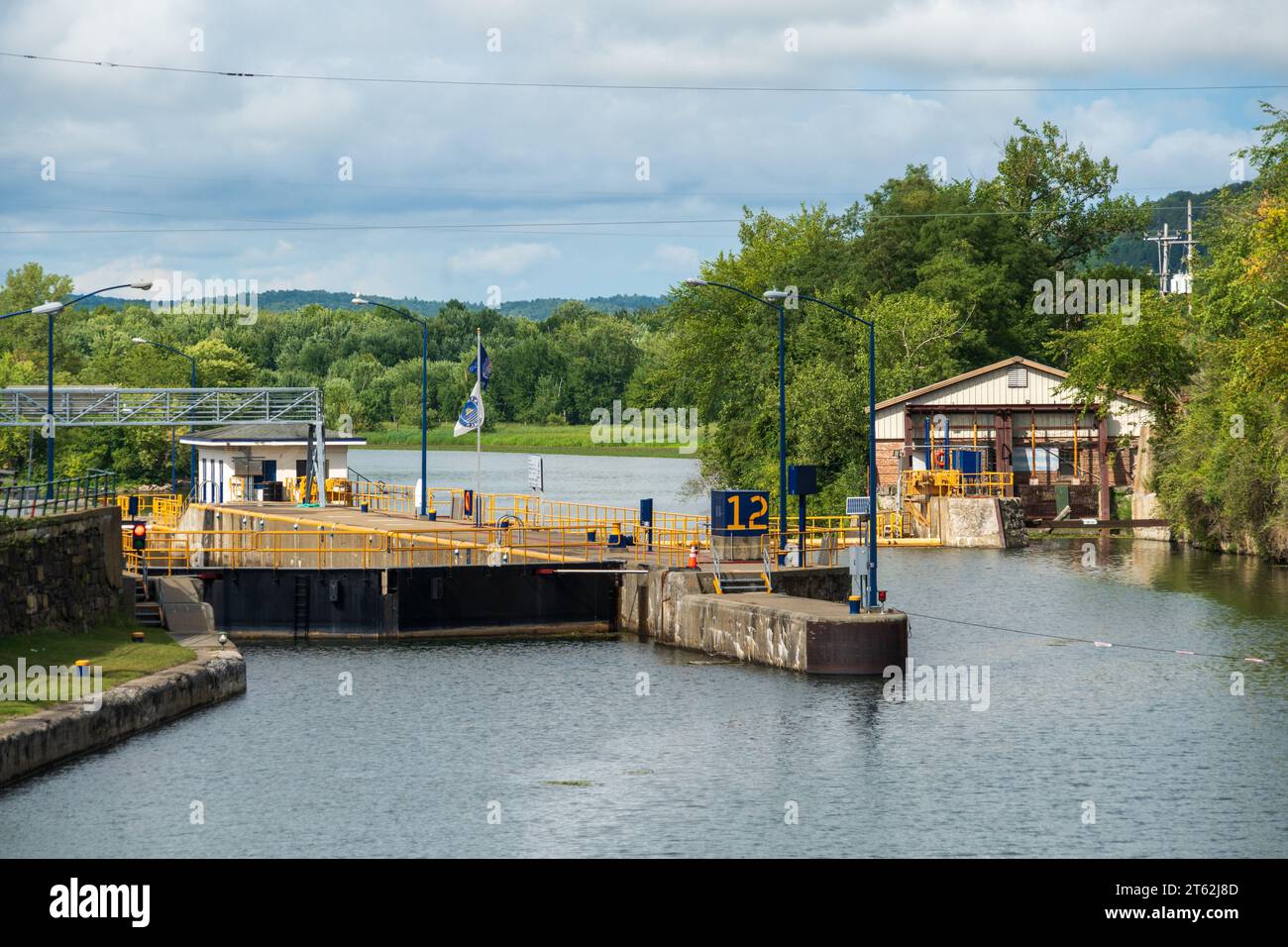 Die Schleuse 18 entlang des historischen Lake Erie Canal Stockfoto