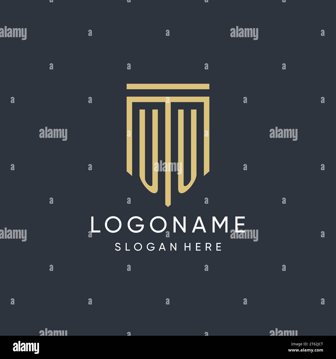 UU-Monogramm mit moderner und luxuriöser Vektorgrafik in Schildform Stock Vektor