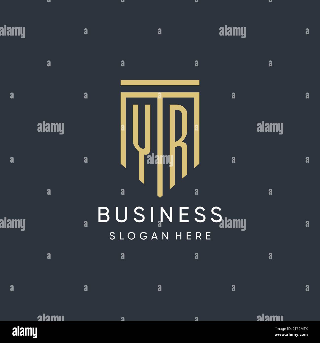 YR Monogramm mit moderner und luxuriöser Vektorgrafik in Schildform Stock Vektor