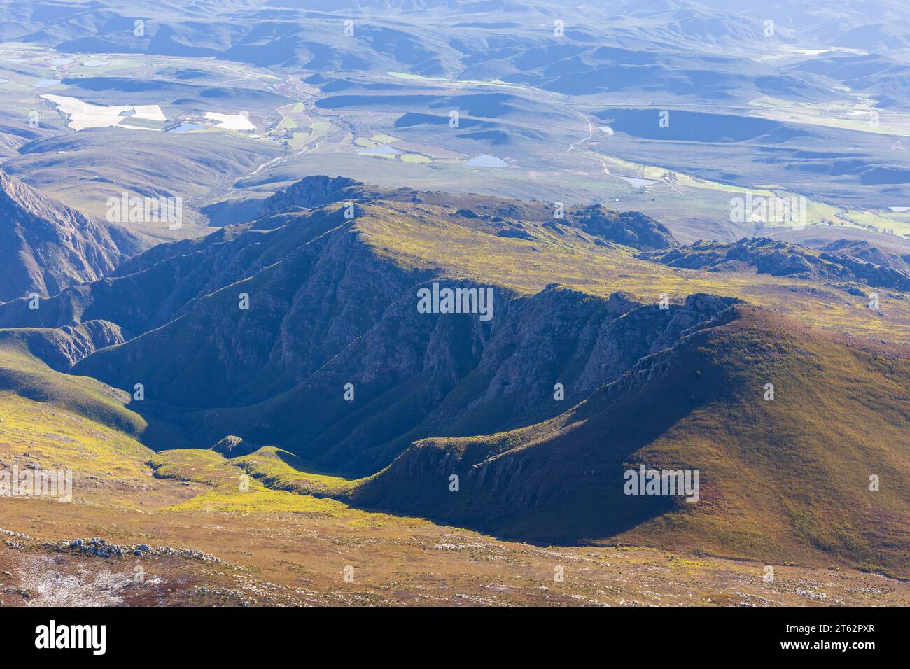 Provinz Westkap, Südafrika. Auf dem Weg zum George Airport mit dem Hubschrauber. Stockfoto