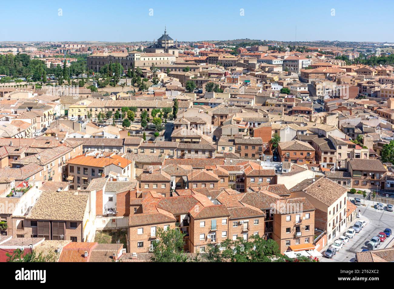 Blick auf die Stadt vom Plaza Zocodover, Toledo, Castilla-La Mancha, Königreich Spanien Stockfoto