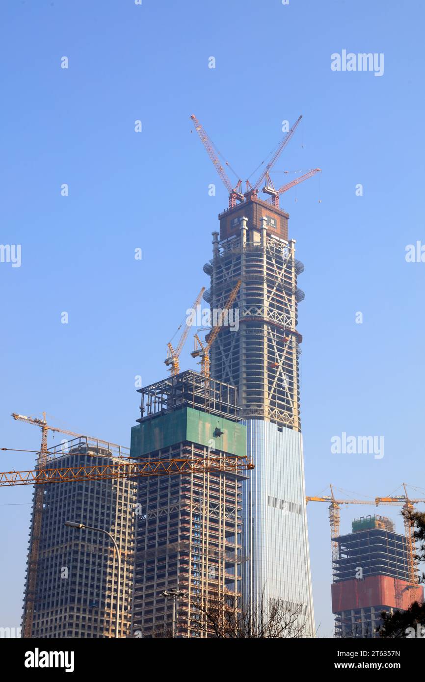 Peking - 2. Februar 2017: Zhongguo Zun im Bau, Peking, China Stockfoto