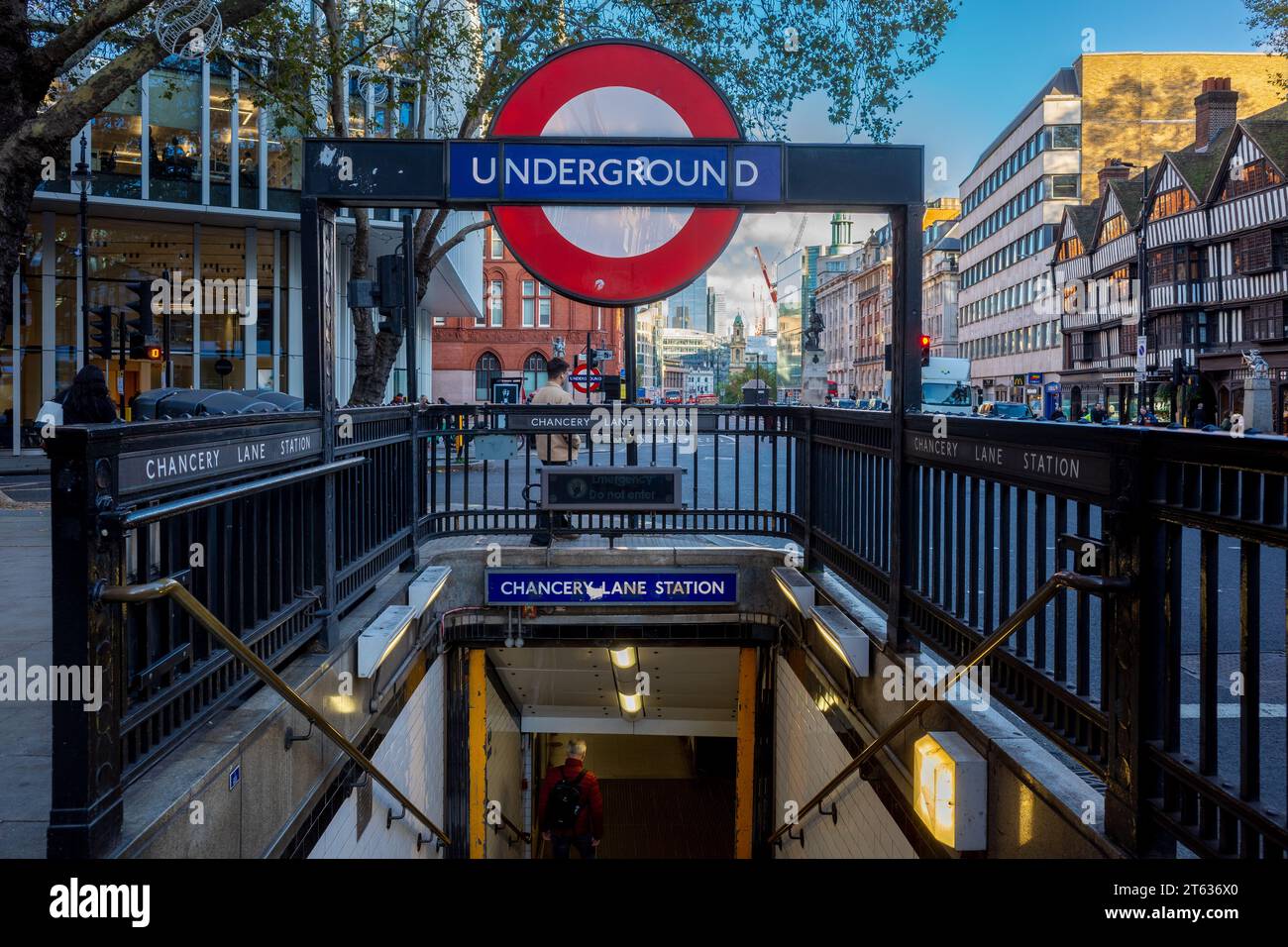 Chancery Lane U-Bahn-Station im Zentrum von London. Chancery Lane London U-Bahn-Station London. Stockfoto