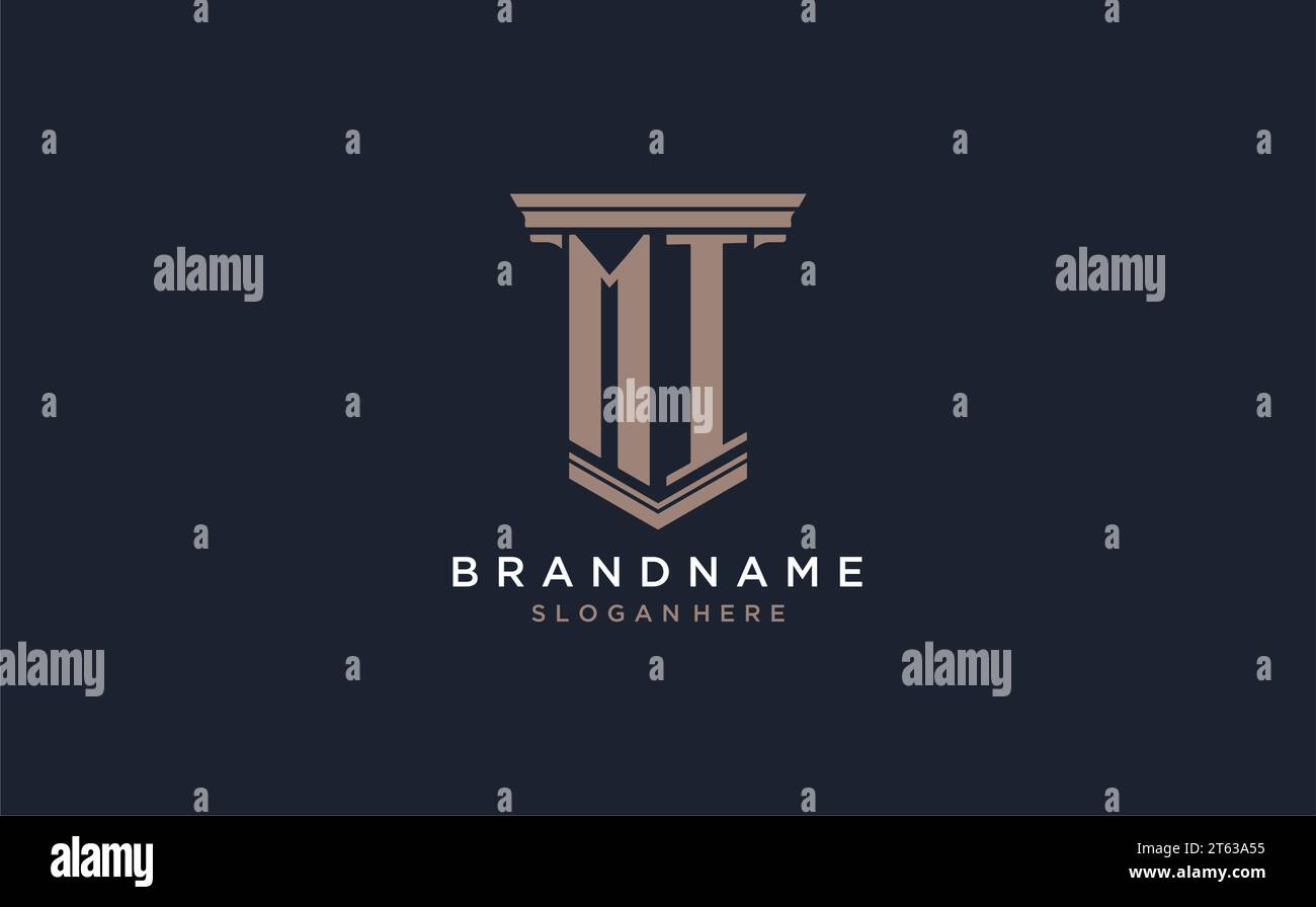 MI Initial Logo im Säulenstil, Inspiration für Designideen für das Logo der Luxuskanzlei Stock Vektor