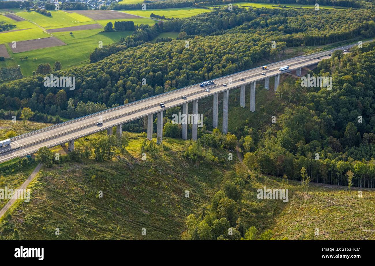 Luftaufnahme, Autobahnbrücke, A45, baufällige Viadukte, Verkehrsinfrastruktur, geplanter Abriss, geplanter Neubau, die Autobahn GmbH des BU Stockfoto