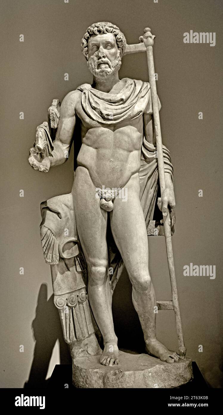 Kaiser Antonius Pius - Titus Fulvius Aelius Hadrianus Antoninus Augustus Pius 86 n. Chr. – 161 n. Chr. Römische Kunst Farnese Sammlung - nationales Archäologisches Museum von Neapel Italien. 2. Jahrhundert n. Chr. vom Tempel des Mercury Imperial Palace, Baiae, Stockfoto