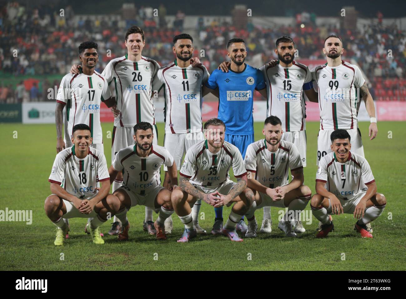 Mohun Bagan SG Team Gruppenfotos vor dem AFC Cup 2023-24 Gruppenspiel gegen die Bashundhara Kings Arena in der Bashundhara Kings Arena in Stockfoto