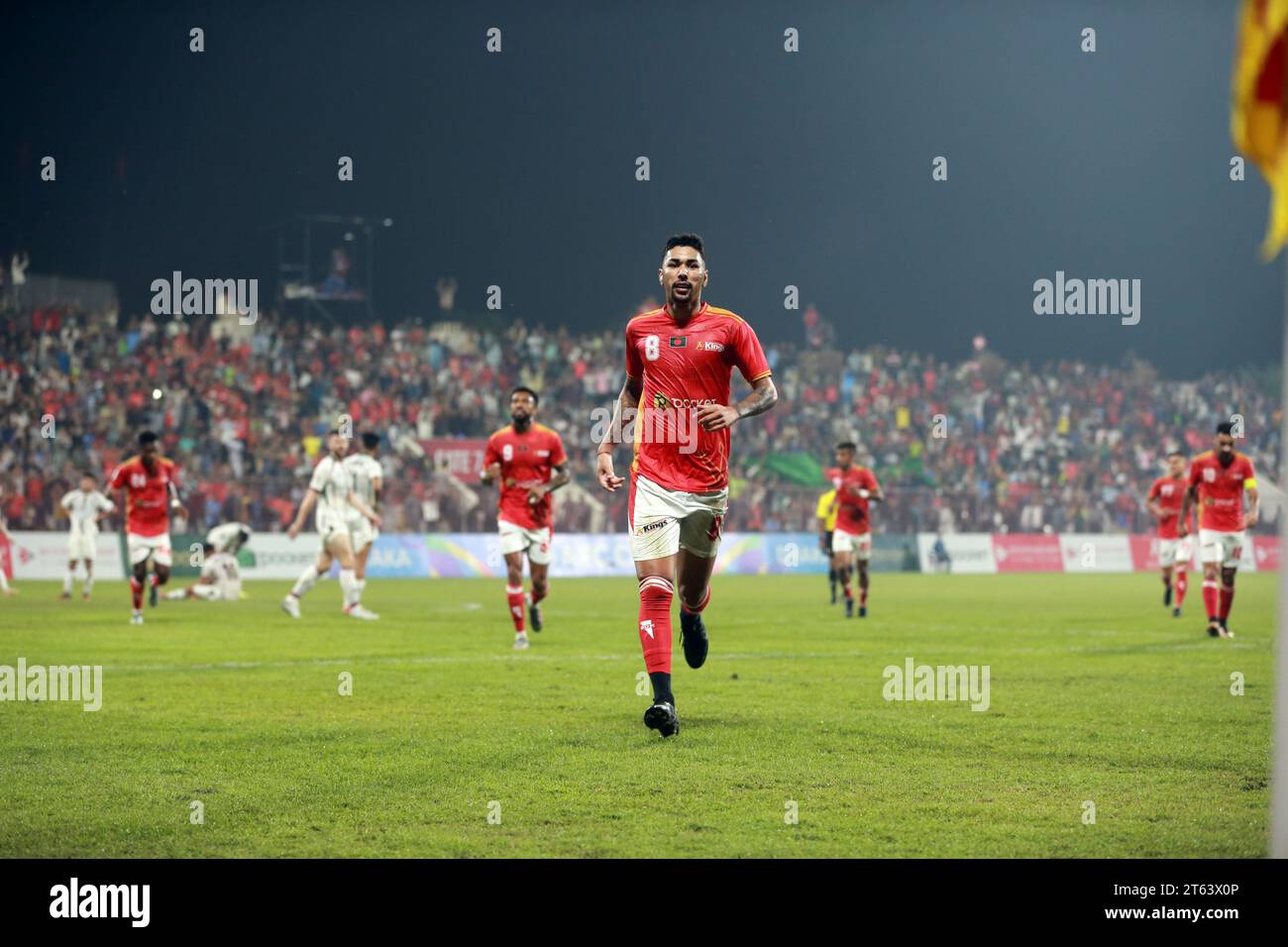 Der brasilianische Miguel Ferreira Bashundhara Kings feiert nach einem Tor gegen Mohun Bagan SG im AFC Cup 2023-24 Gruppe D Encounter Match in t Stockfoto