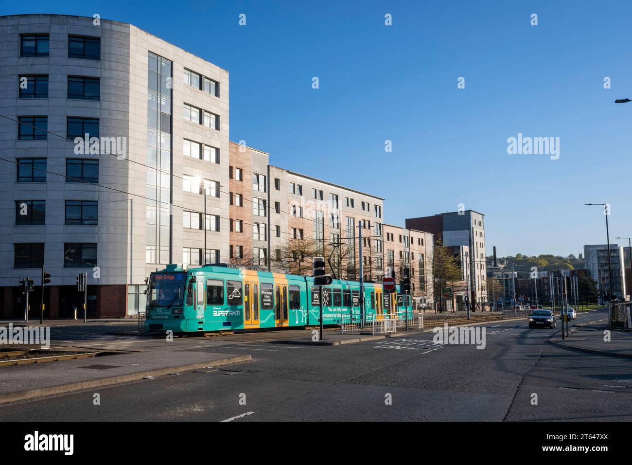 Supertram auf der Netherthorpe Road, Sheffield Stockfoto