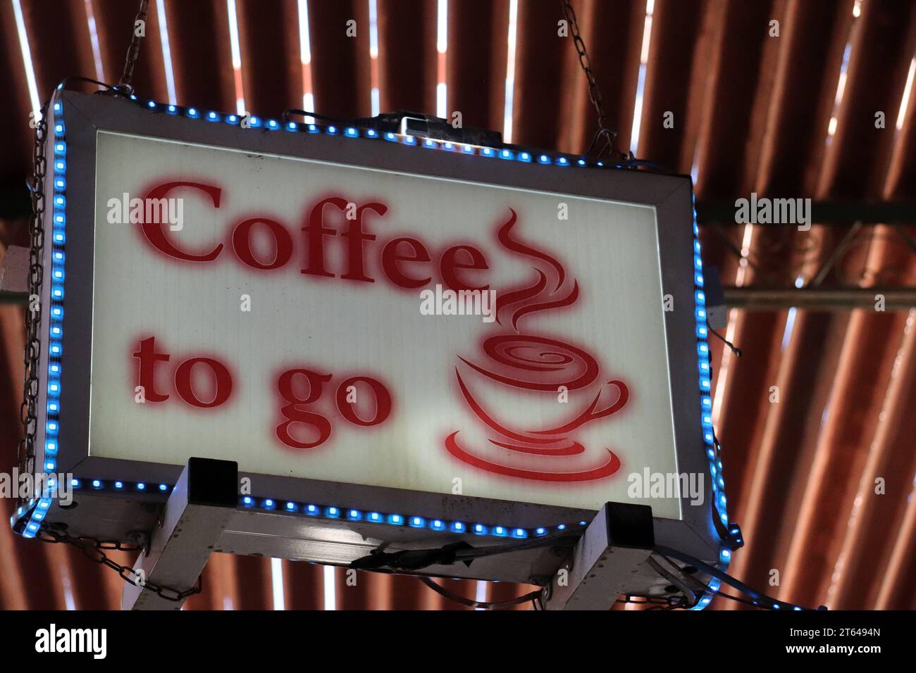 Coffee To Go-Schild Stockfoto