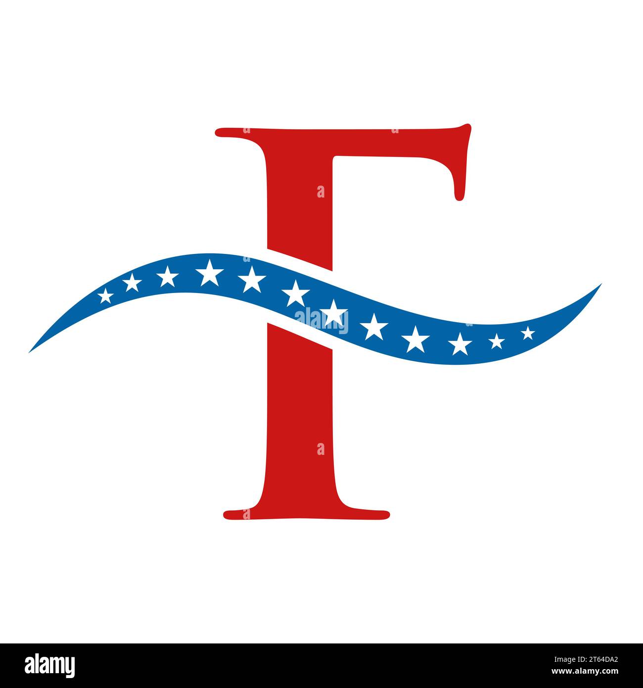 Letter F America Logo USA Flag. Patriotisches amerikanisches Business-Logo-Design auf Vorlage mit Buchstabe F Stock Vektor