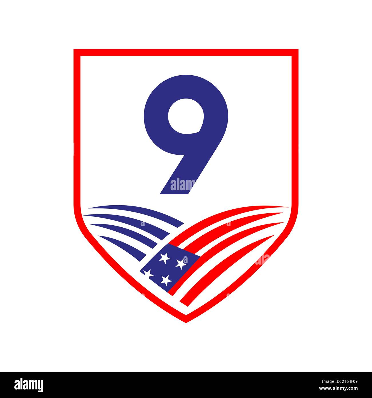 Letter 9 – Vorlage Für American Agriculture Logo. Us-Agrarlogotype Nach Alphabet 9-Konzept Stock Vektor