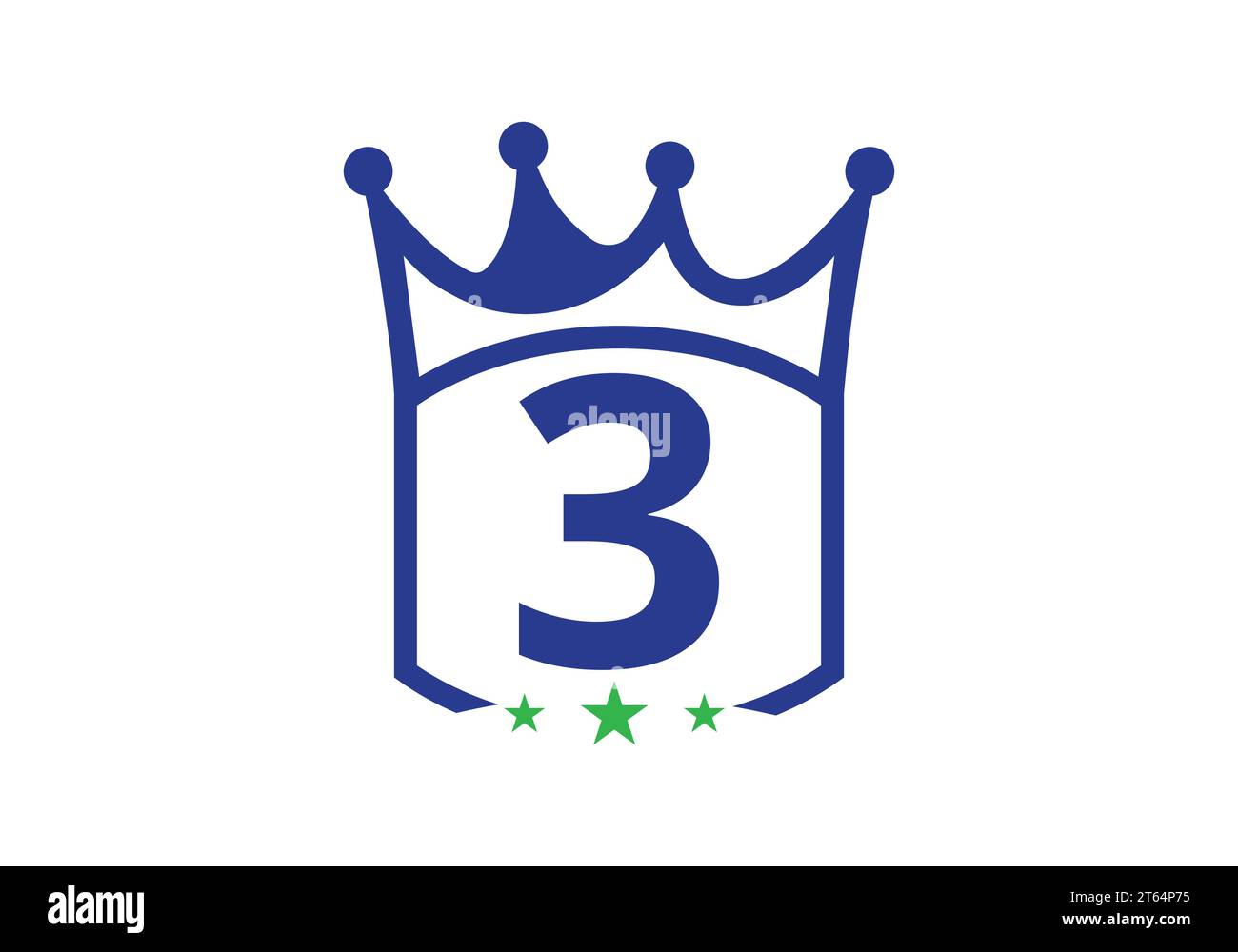 Letter 3 King Crown Design Vektor Vorlage. Letter-Logo-Icon mit Königskrone-Vorlage Stock Vektor