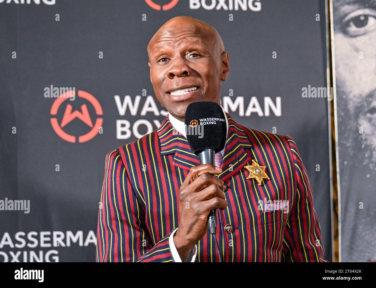 Brighton, Großbritannien. November 2023. Chris Eubank bei der Pressekonferenz Harlem Eubank und Timo Schwarzkopf vor dem Super Lightweight Klassenkampf, der am Freitag, den 10. November 2023 in Brighton, East Sussex, im Brighton Centre stattfindet. Quelle: LFP/Alamy Live News Stockfoto