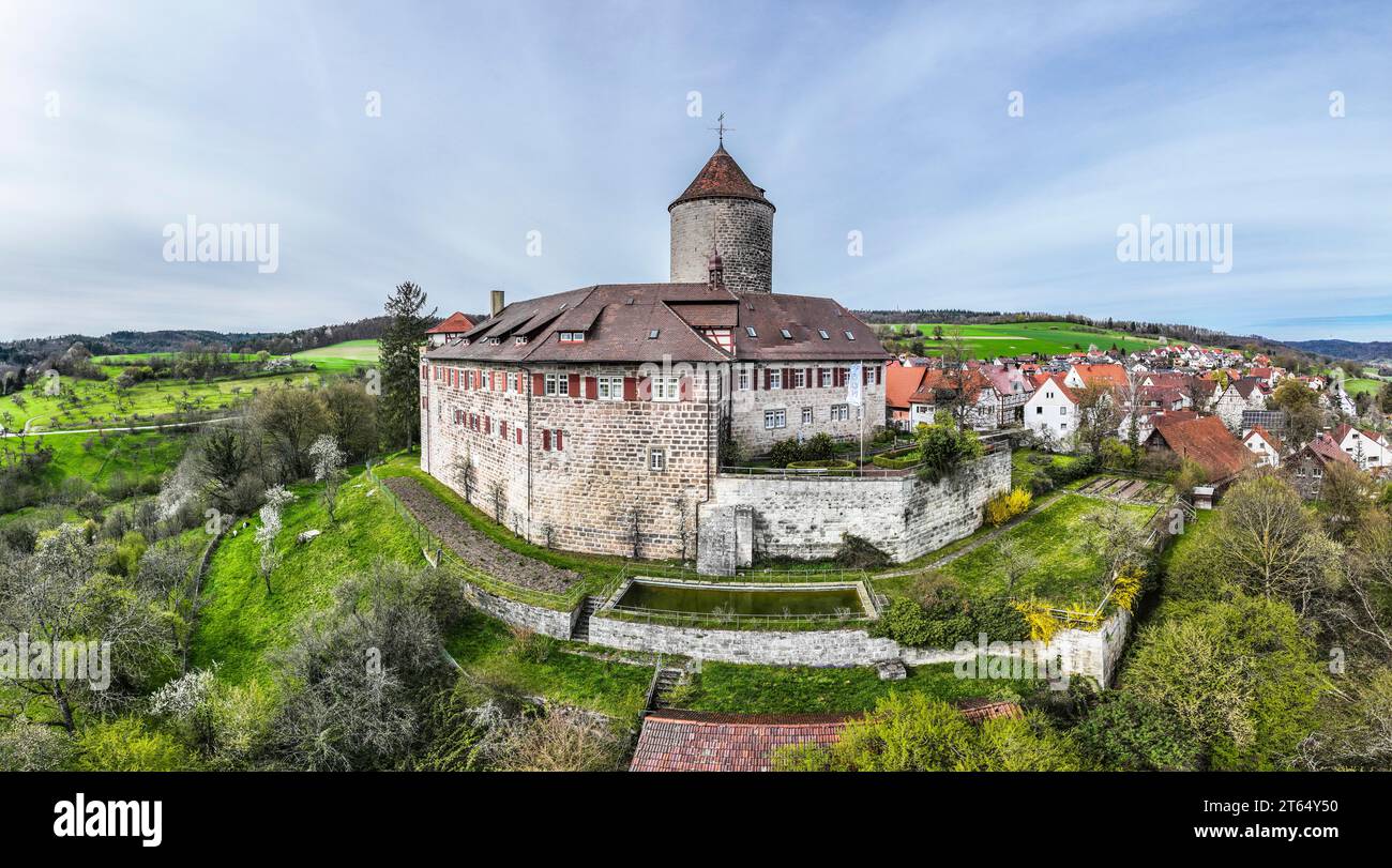 Aus der Vogelperspektive Chateau Ermenonville, Frankreich. Hauts-de-France, Oise Stockfoto