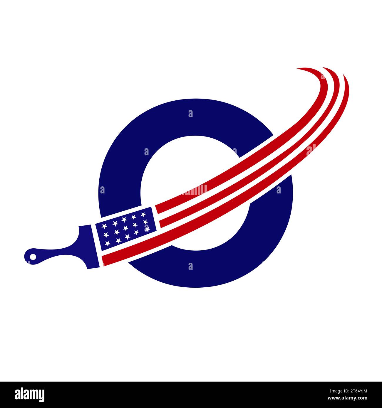 Letter O American Paint Logo Konzept mit Pinsel Vektor Vorlage Stock Vektor