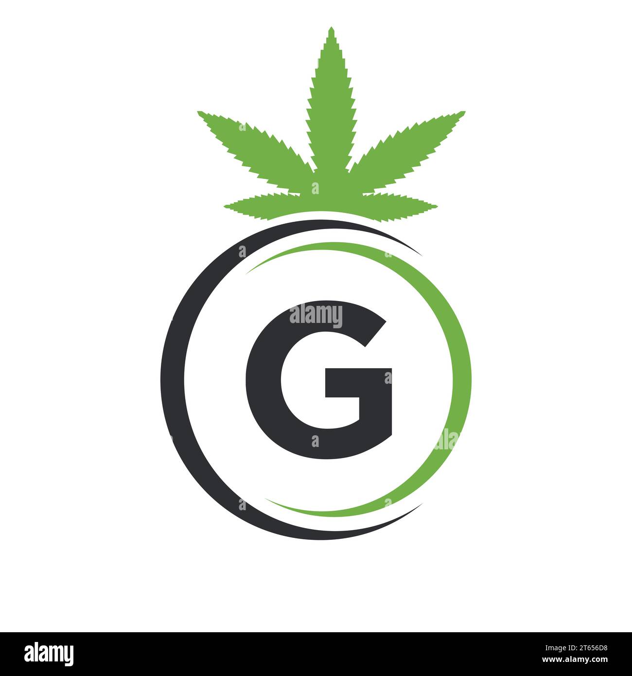Marihuana-Logo mit Buchstabe G. Cannabis Logo Sign Concept G Alphabet Symbol für Therapie, Medizin und Gesundheitswesen Stock Vektor
