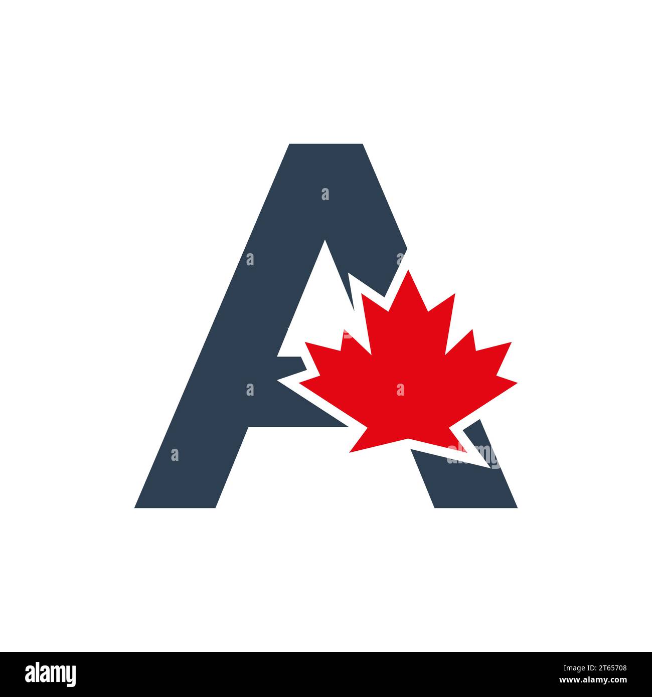 Letter A Ahornblatt Logo Vorlage Symbol von Kanada. Minimales kanadisches Logo für Unternehmen und Unternehmensidentität Stock Vektor