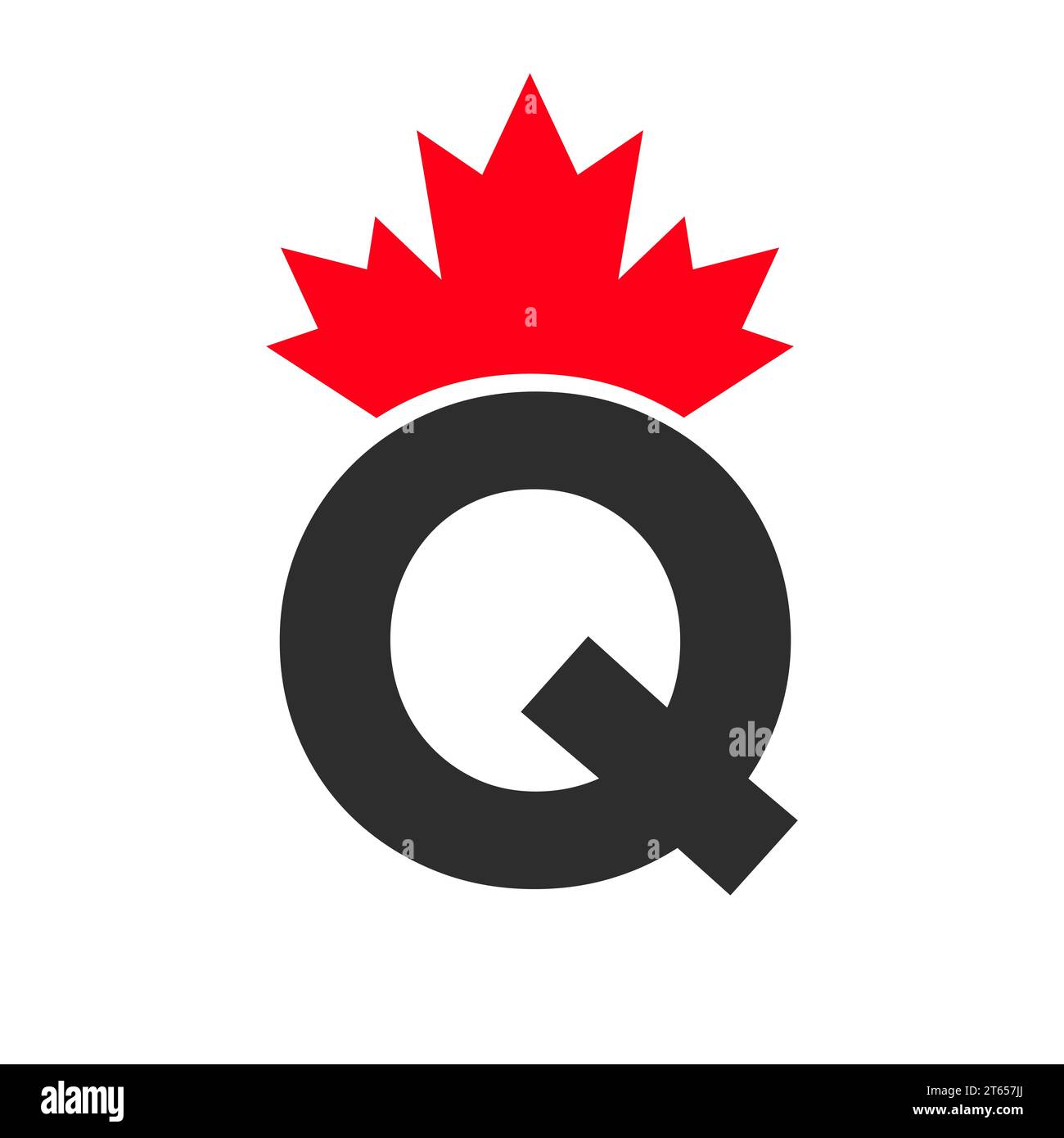 Buchstabe Q Ahornblatt-Logo-Vorlage Symbol für Kanada. Minimal Canadian Business, Firmenlogo Stock Vektor