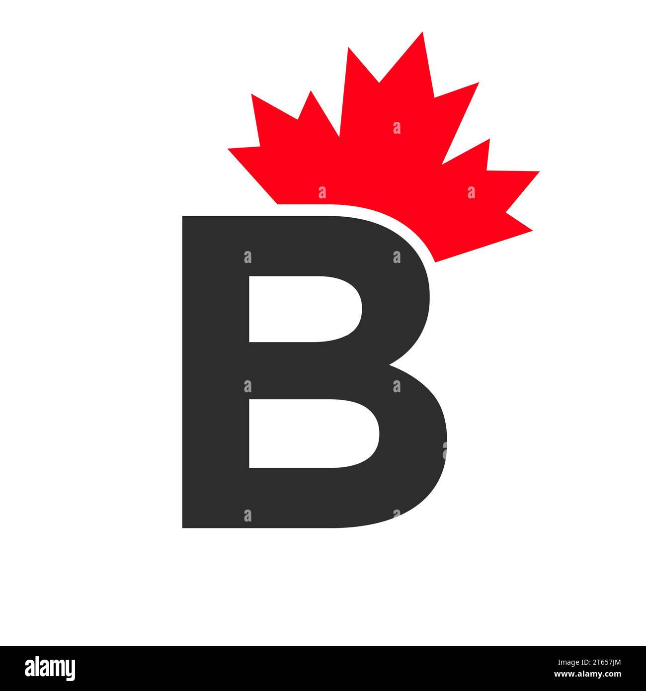 Buchstabe B Ahornblatt Logo-Vorlage Symbol von Kanada. Minimal Canadian Business, Firmenlogo Stock Vektor