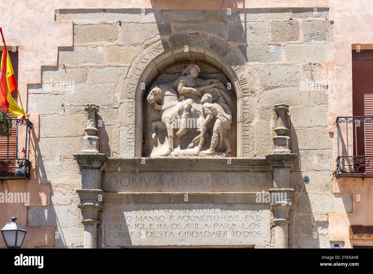 Antike Inschrift über dem Eingang, La Bodeguita de San Segundo, Calle de San Segundo, Ávila, Kastilien und León, Königreich Spanien Stockfoto
