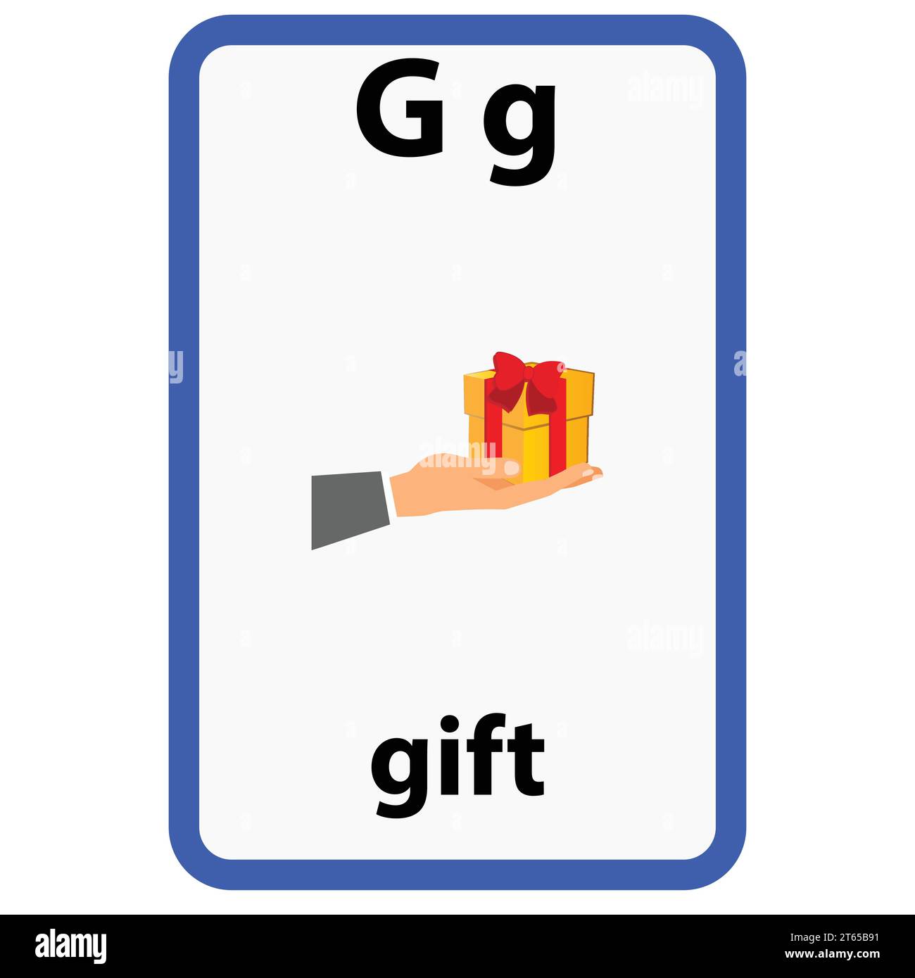 Alphabet-Karteikarte für Kinder mit dem Buchstaben g aus Geschenk Stock Vektor