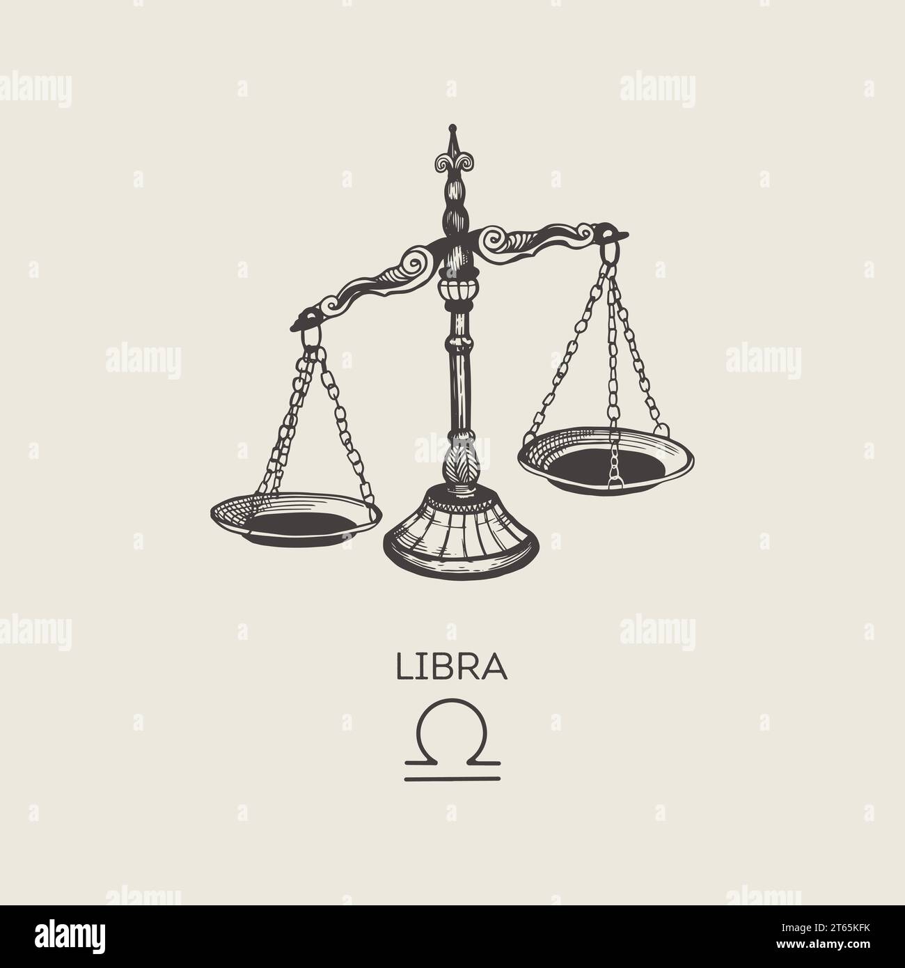 Libra-Sternzeichen im Gravurstil. Stock Vektor